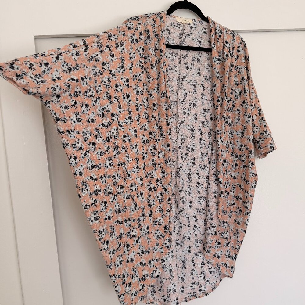 Oversized Floral Kimono Cardigan in blush pink